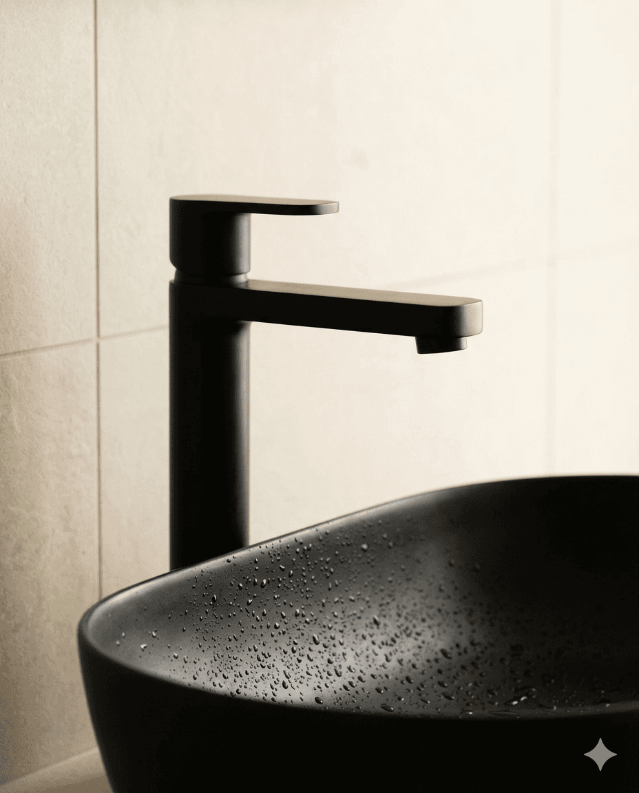 Luxury bathroom sanitaryware fixture and ceramic tile detail